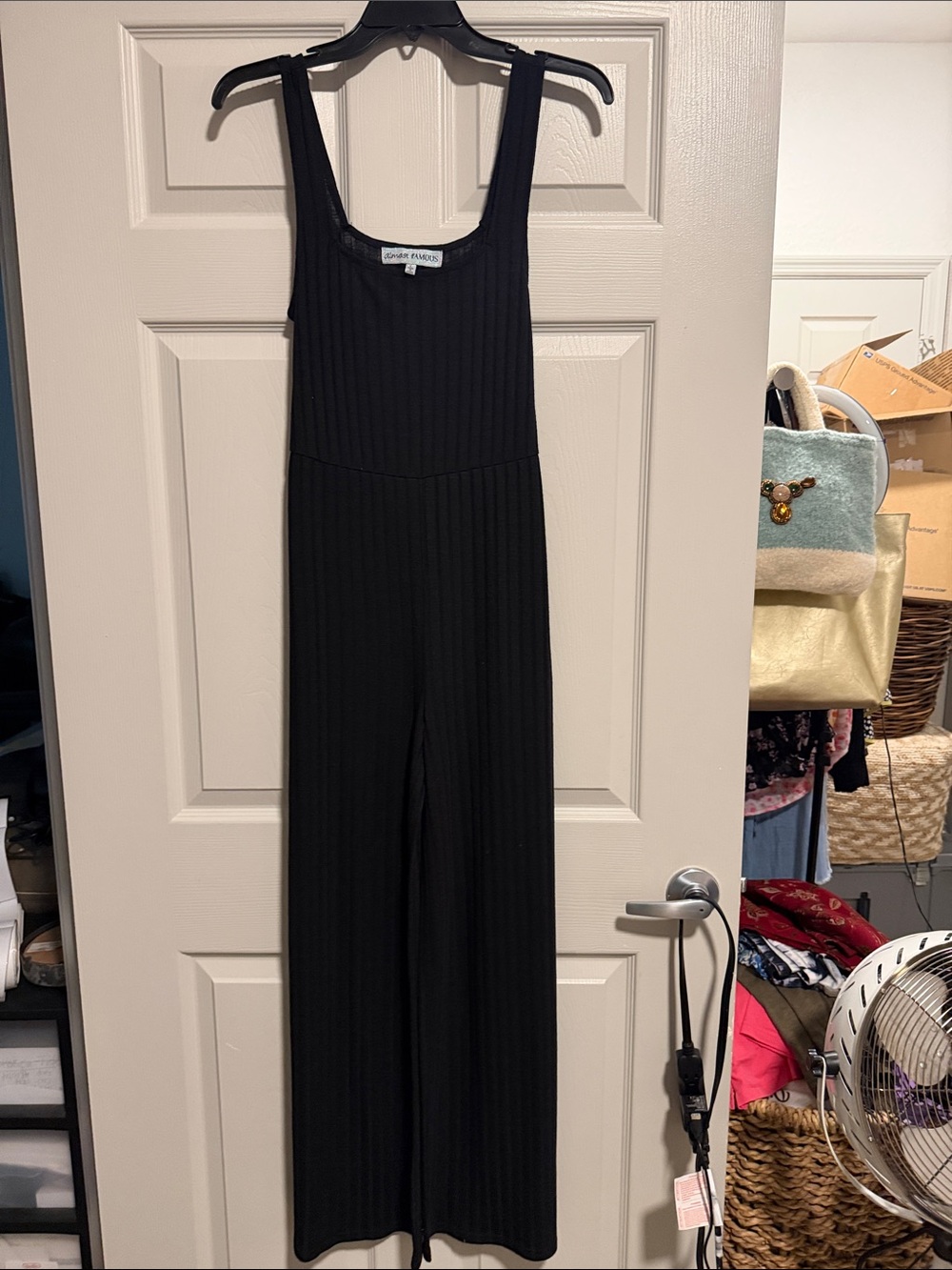 Almost Famous Black Ribbed Tank Jumpsuit